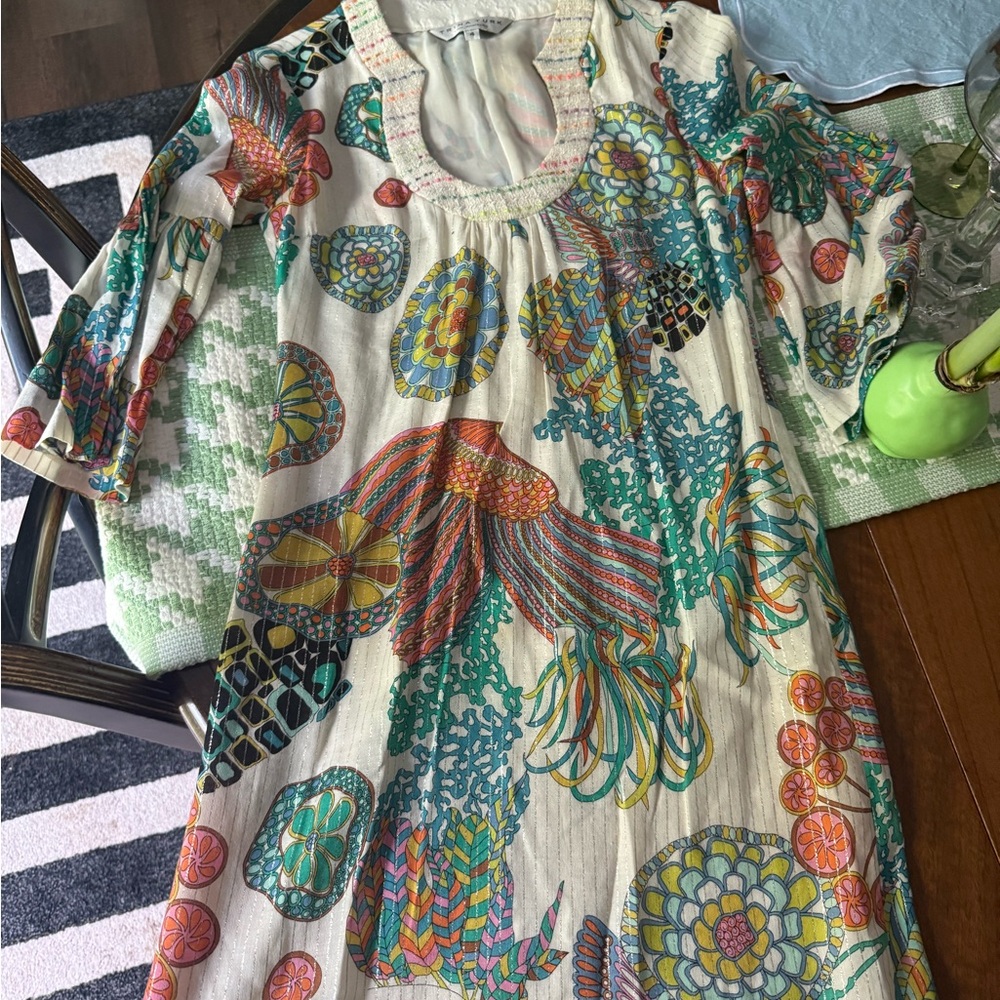 Vintage Trina Turk Cotton under the sea dress size 4